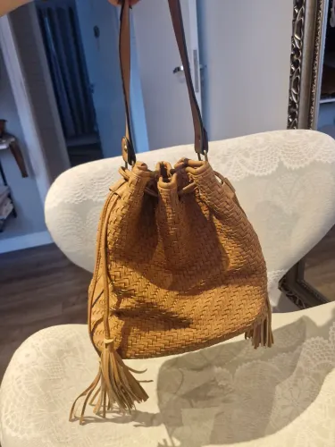 Bolsa caramelo franjas