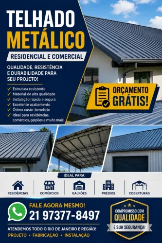 Telhado Metálico Residencial e Comercial - Orçamento Grátis