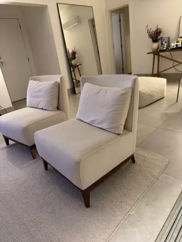 Par de Poltronas Brentwood Abuera - Off White Bouclé