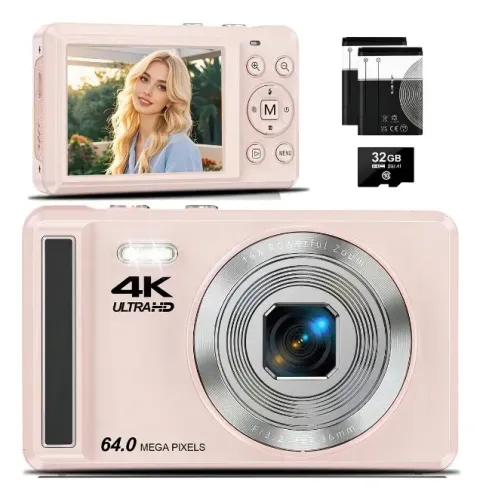 Câmera Digital Portátil 4k Ultra Hd 64mp Fotográfica , 16X Zoom, Carrega USB, Com Cartão32
