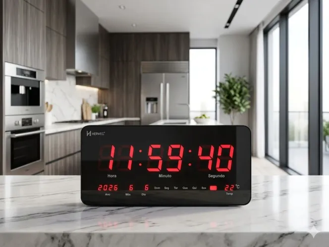 Relógio Digital de Parede e Mesa Herweg - Grande com LED