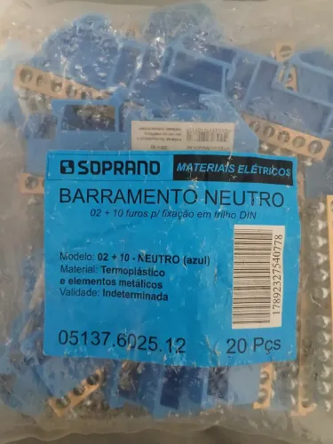 Vendo barramento perfurado para neutro pacote lacrado novo com 20 barras 