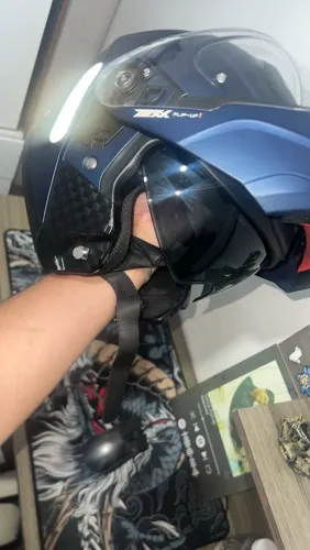 Capacete TEXX Escamoteável (Double Vision) Azul Fosco - Estado de Novo!