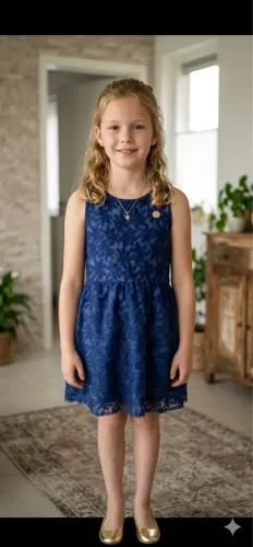 Vestido festa infantil azul marinho Milon TAM 12