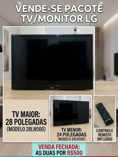Desapego: Duas TVs LG (28" e 24") - R$ 500 o Par!