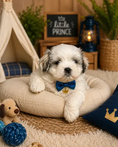 Filhotes de Lhasa apso macho branco e cinza!