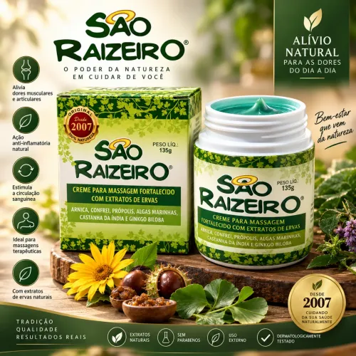 Cremes Para Massagem São Raizeiro Com Extratos de Ervas 135g -
