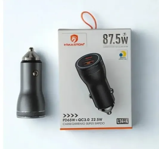 Carregador Veicular Turbo 87.5W USB e Tipo C Universal H'maston