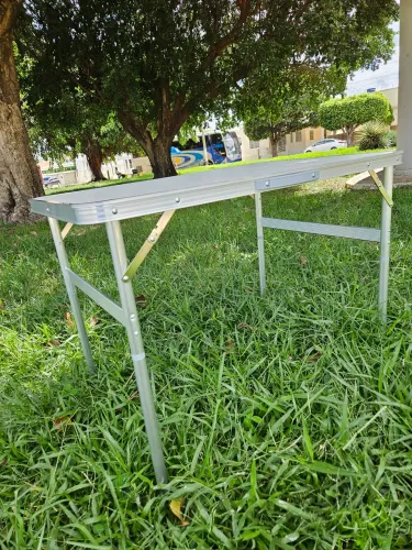 Mesa Camping Palisad Alumínio - Dobrável Vira Maleta 90x60