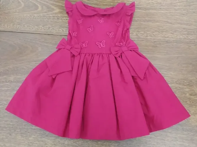 Vestido Para Bebê Vermelho Com Borboletas - Tamanho 2 Anos