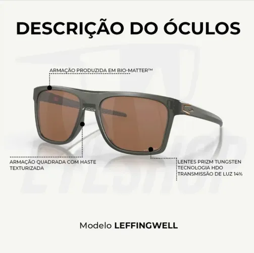 Óculos Oakley Leffingwell Grey Smoke Lentes Prizm Novissimo 