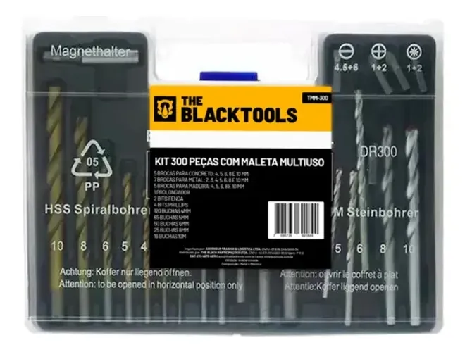 Kit Jogo De Ferramentas Multiuso 300 Peças C/ Maleta Brocas