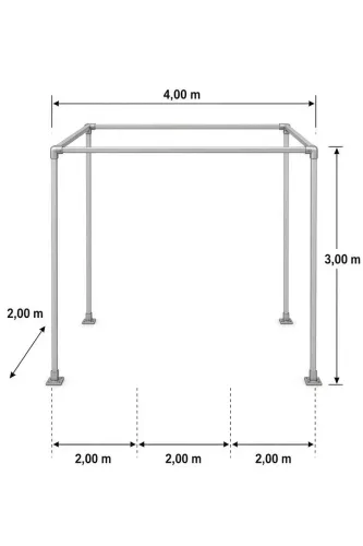 Estrutura em metalon para tenda de 4 por 2