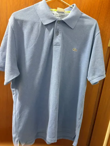 polo lacoste made in france jacaré prateado tam. 5 (l) comprada na frança