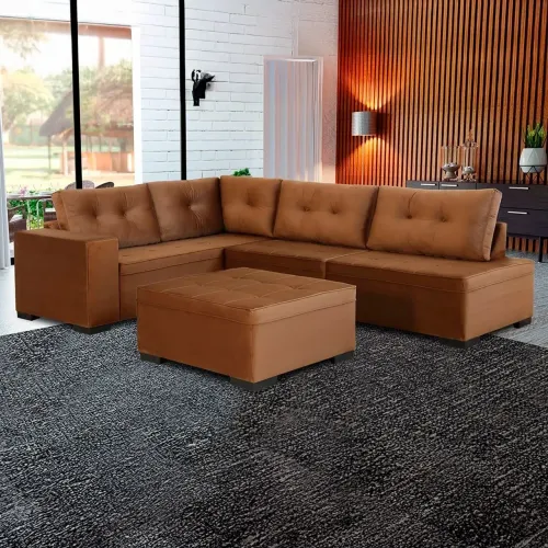 Sofá de Canto Monoco Design com Puff - Novo e embalado!!