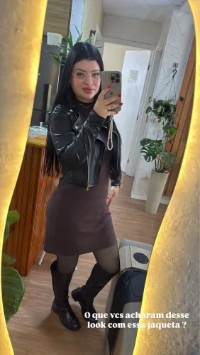 Vestido e jaqueta corino perfeito