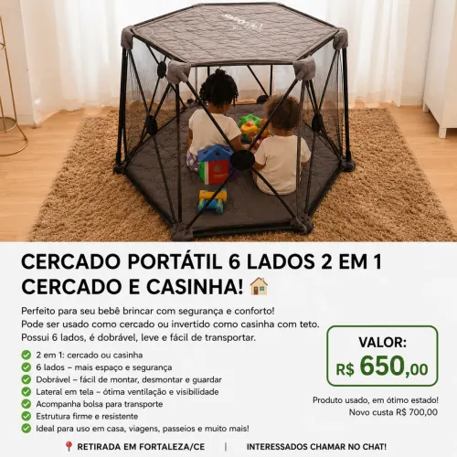 Cercado Infantil Safety 1st 2 em 1 Dobrável 6 Lados com Bolsa