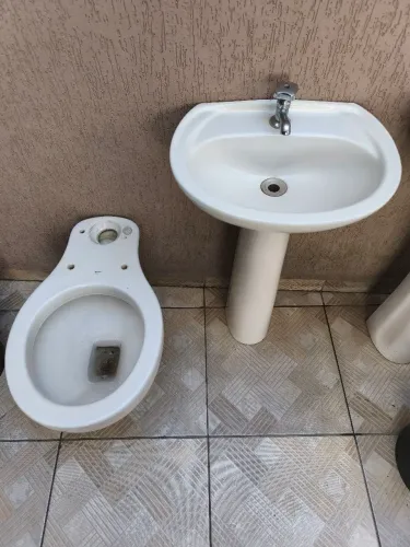 Pia com coluna e vaso incepa para banheiro bege 200