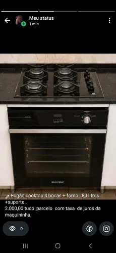 Fogão cooktop, forno e suporte