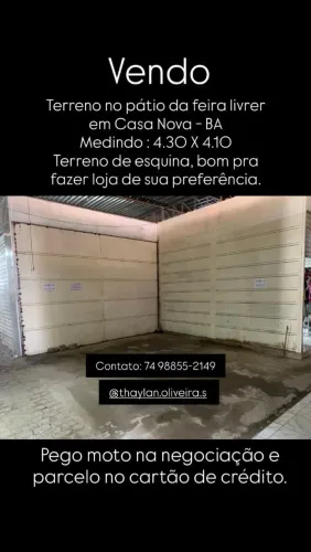 Terreno de esquina no pátio da feira livre em Casa Nova - BA