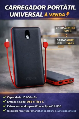 Carregador Portátil Power Bank - Completo e Prático