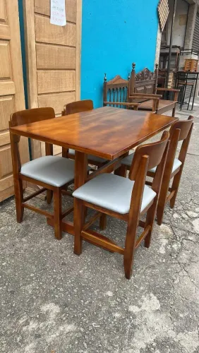 Mesa grill 1,20x70 com 4 cadeiras encosto anatômico acento estofado 