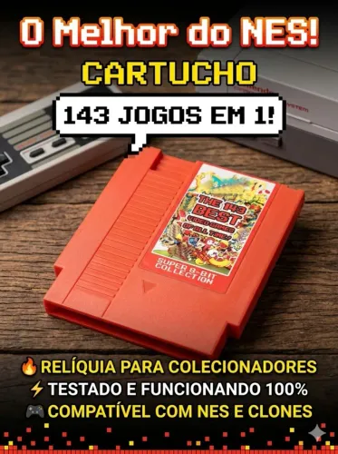 Cartucho Super Games 143 em 1 - NES (Nintendinho), 8 bits, de 72 pinos