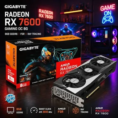 Placa De Vídeo AMD RX 7600 Oc 8GB - GDDR6 - Nova + Nota Fiscal