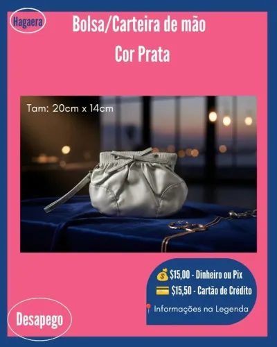 Desapego: Bolsa/Carteira de mão - Cor Prata