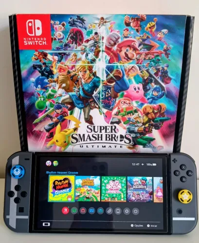 Nintendo Switch Oled desbloqueado 64gb + 128gb Ed. Smash Bross
