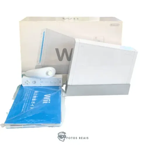 CONSOLE NINTENDO WII BRANCO DESBLOQUEADO (5 JOGOS) NA CAIXA SEMINOVO - NINTENDO