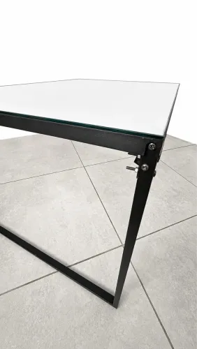 Mesa de metal preta para tampo de vidro 