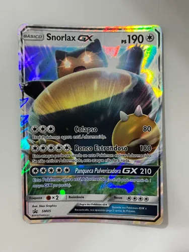 Carta pokémon Snorlax Gx holográfica rara original