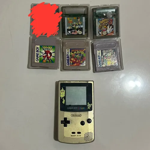 Game Boy Color Cinza Pikachu Original + 5 Jogos (+3 jogos com falhas ocasionais)