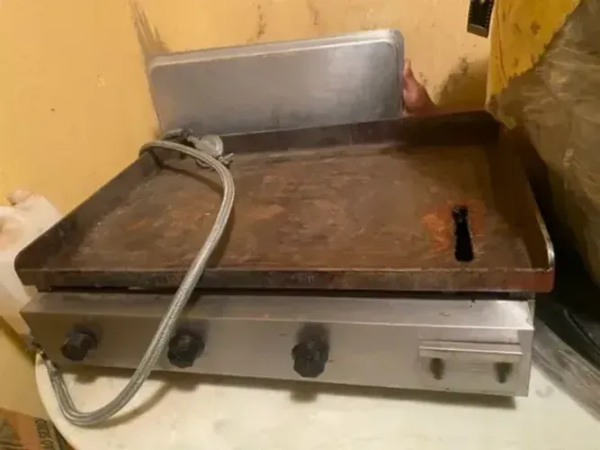 Chapa á gás de aço fundido para lanches