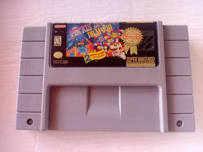 Tetris e Dr Mario Million Seller original para Super Nintendo