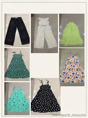 Vestidos, macacão e calça jeans para criança
