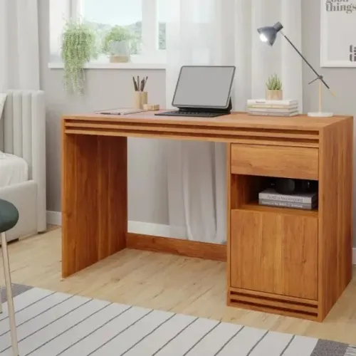 OFERTAÇO - Mesa Computador Escrivaninha Mila 1 Porta e 1 Gaveta Cinamomo