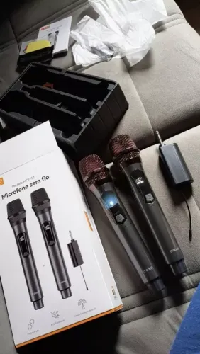 Kit Duplo com Receptor | Ideal para Karaokê, Igrejas e Palestras