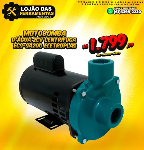 Motobomba D'água 2Cv Centrifuga Ecs-sa200 Eletroplas