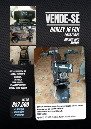 Moto elétrica Harley 16 Fan