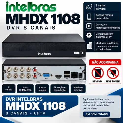 DVR Intelbras MHDX 1108 - 8 Canais - CFTV