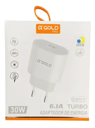 Carregador Turbo 30w Agold Sem Cabo Tomada Entrada Tipo C Ca37-4 Novo Loja Coimbra Computa