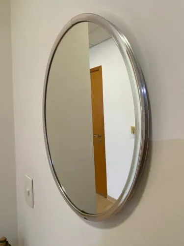 Espelho Decorativo Redondo/Oval com Moldura Cromada - Escritório / Casa