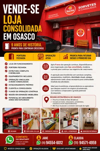 Loja Consolidada em Osasco | Porteira Fechada | 9 Anos