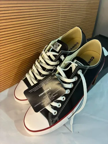 Tênis Converse All Star Couro Chuck Taylor 41br New Malden Ox Ecológico Preto