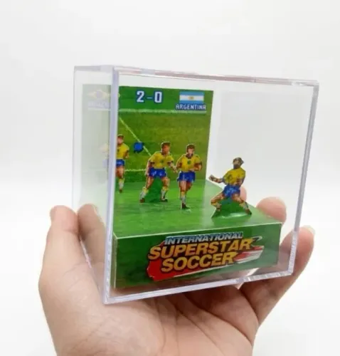 Cubo Diorama International Superstar Soccer Copa do Mundo SNES Retrô Gamer