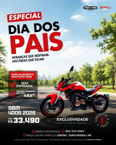 SBM 400S 2027 ABS - Financiamento em até 48x - Condições Especiais