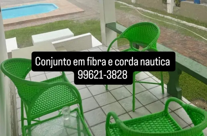 Cadeiras de fibra sintetica ou corda nautica e na casa do artesao em guadalajarra paudalho