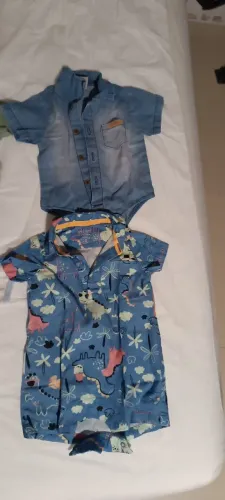 Kit body + Romper 4 peças menino estiloso 1 a 3 meses